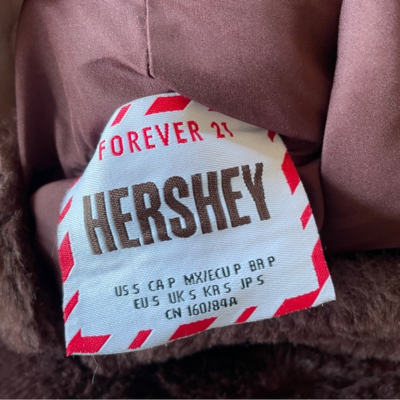 Forever 21 Hershey's Collection Sz S Crop Womens Brown Hoodie furry Sweater - Picture 4 of 5